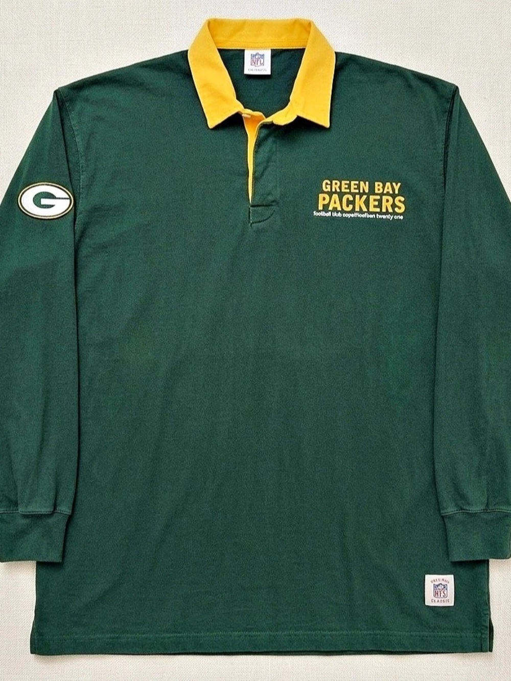 Vintage Reebok Green Bay Packers Men’s Gridiron Classic Rugby Style Polo Size XL